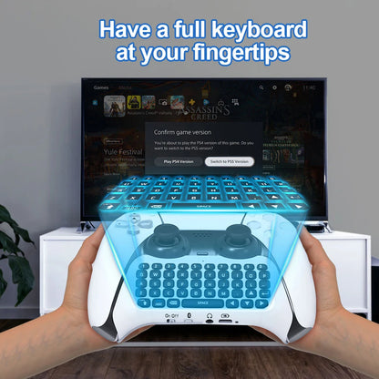 For PS5 Wireless Controller Keyboard BT 3.0 Mini Portable Gamepad Chatpad with Built-In Speaker & 3.5MM Audio Jack for Sony PS5