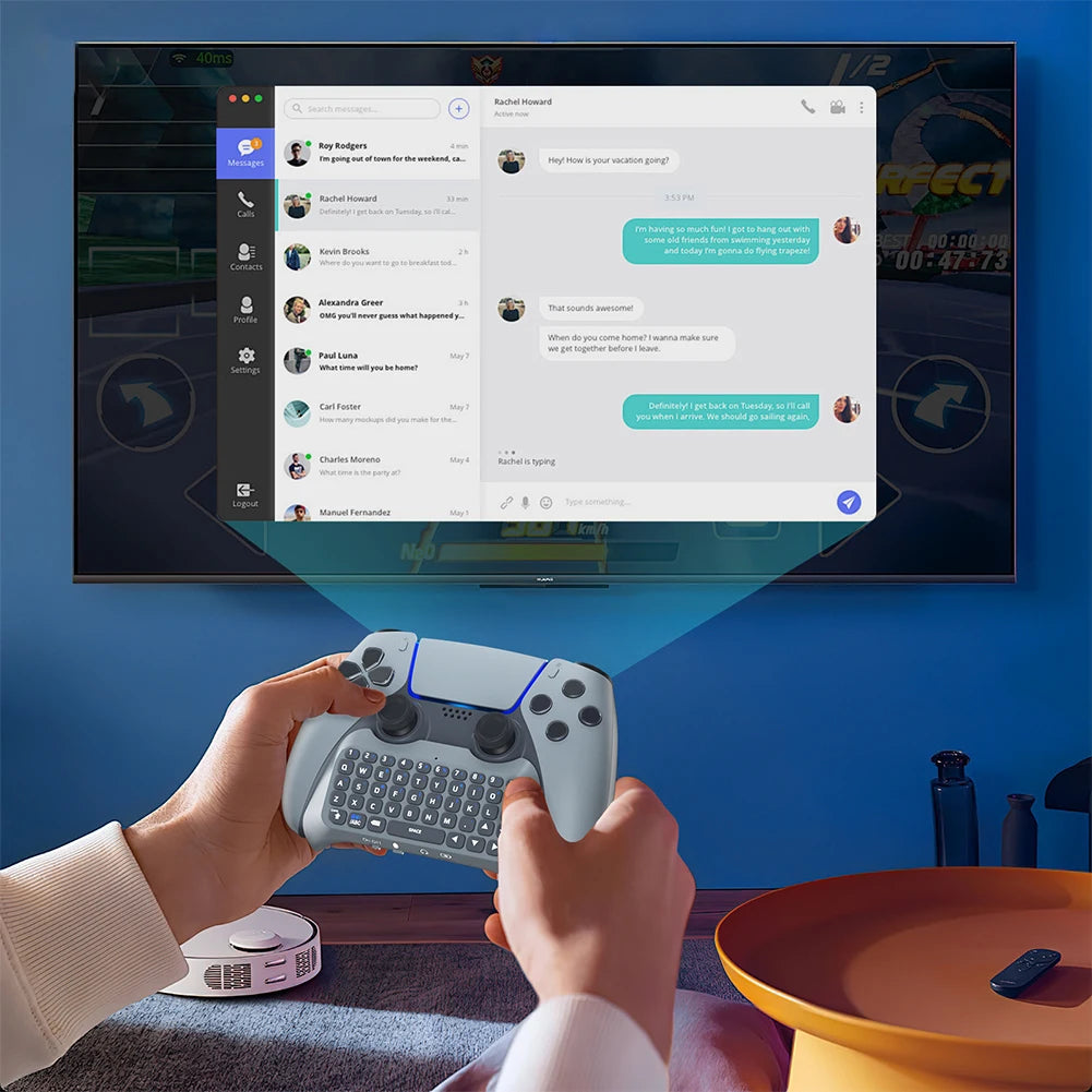 For PS5 Wireless Controller Keyboard BT 3.0 Mini Portable Gamepad Chatpad with Built-In Speaker & 3.5MM Audio Jack for Sony PS5