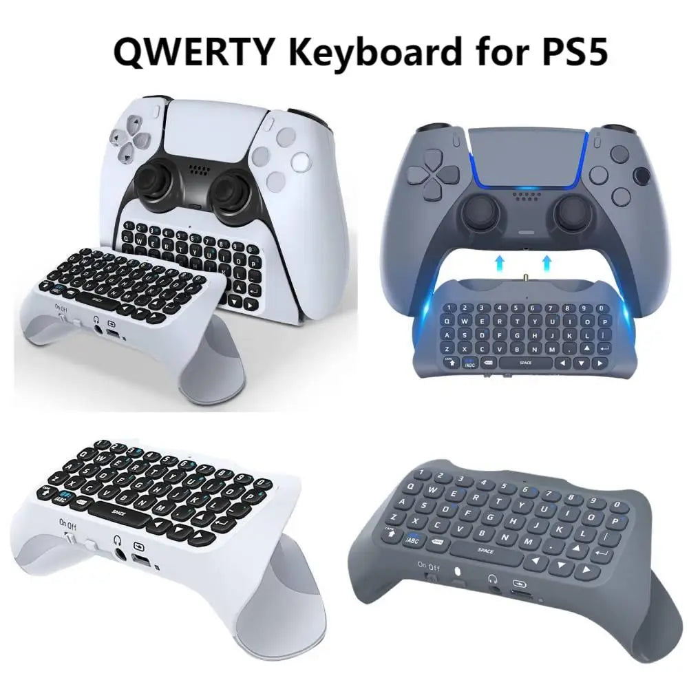 For PS5 Wireless Controller Keyboard BT 3.0 Mini Portable Gamepad Chatpad with Built-In Speaker & 3.5MM Audio Jack for Sony PS5