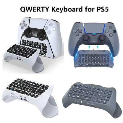 For PS5 Wireless Controller Keyboard BT 3.0 Mini Portable Gamepad Chatpad with Built-In Speaker & 3.5MM Audio Jack for Sony PS5